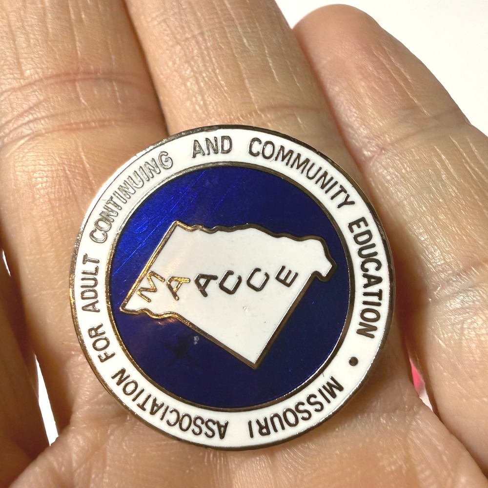 MAACCE Missouri Association Adult Continuing Community Education Enamel Pin Blue